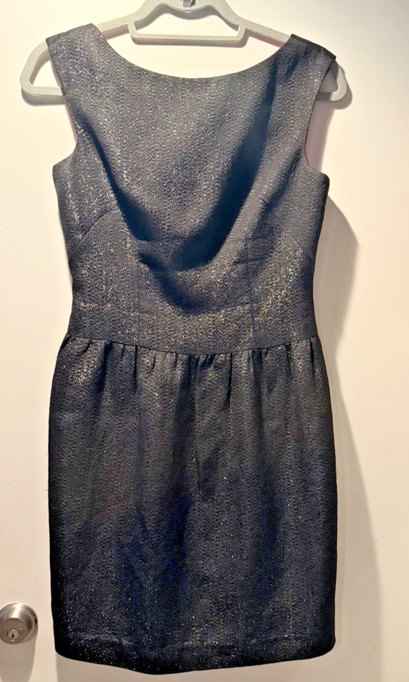 Milly Bergdorf Goodman Black Sparkle Such a Doll Dress w/ Bow Back & Red Liner 2